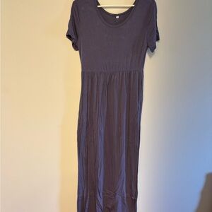 Women's Short Sleeve Scoop Neck Maxi Dress - Slate Blue